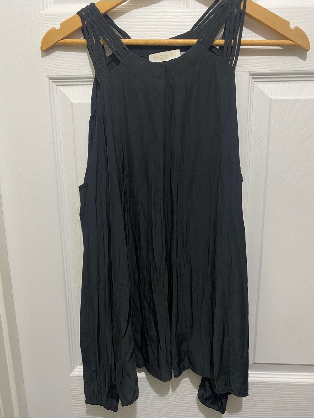 Ramy Brook Black Multi-Strap Cold Shoulder Designer Blouse